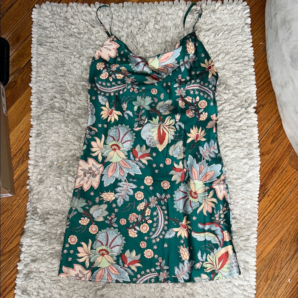 Paper Hearts Floral Green Slip Dress